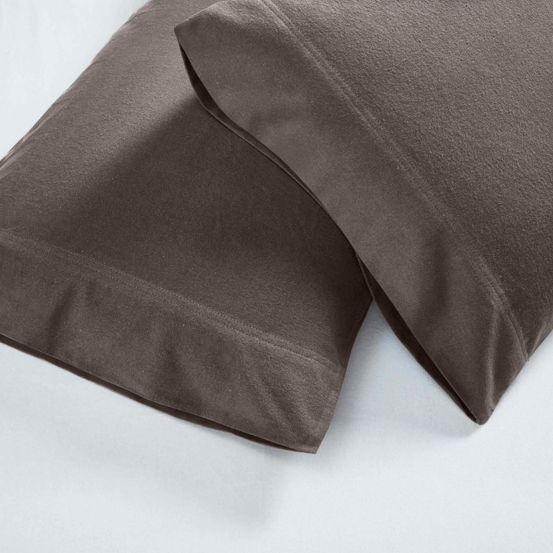 Modern All Season Solid Flannel Cotton Pillowcase, King Pillowcase, Charcoal