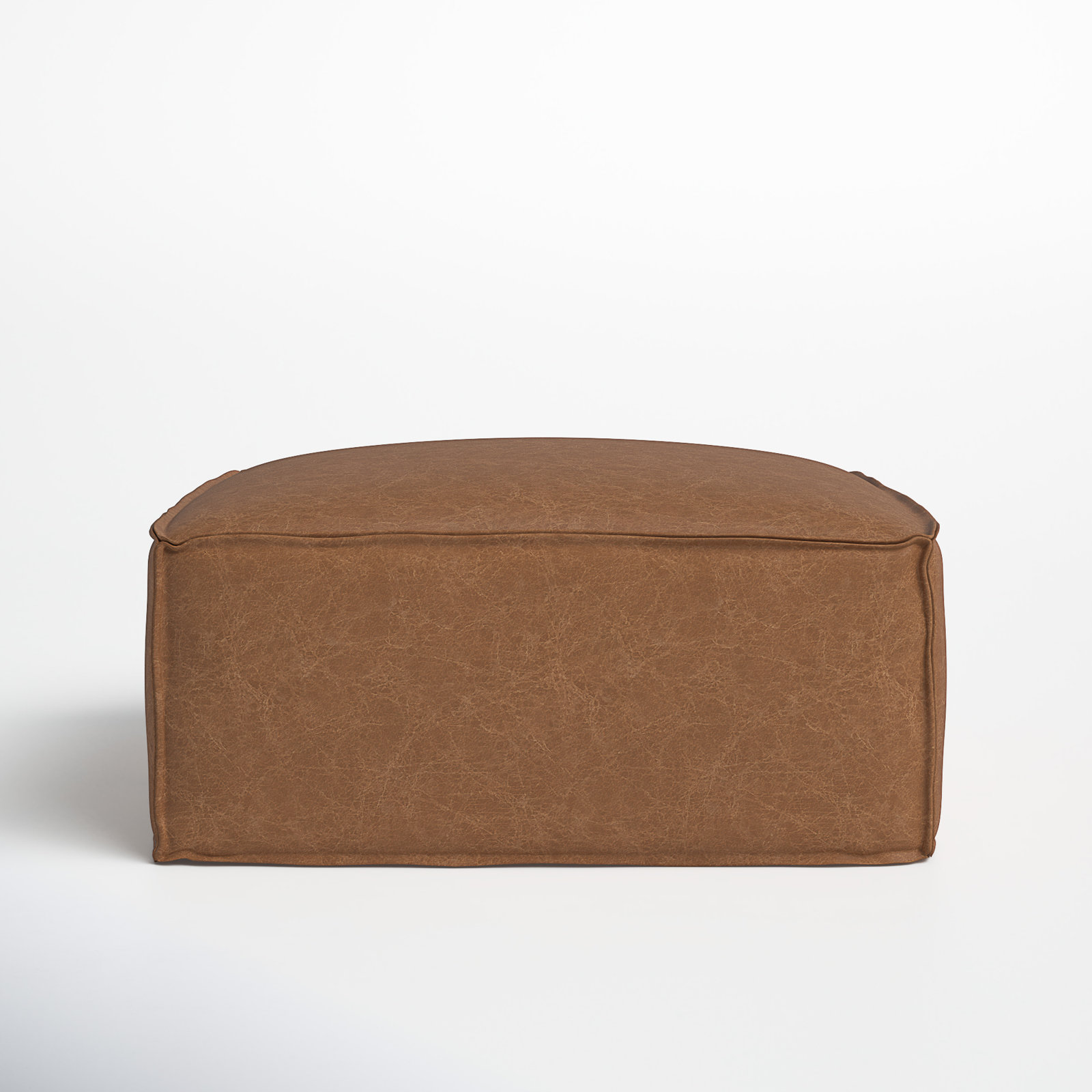 34" Genuine Leather Ottoman, Marseille Brown Genuine Leather
