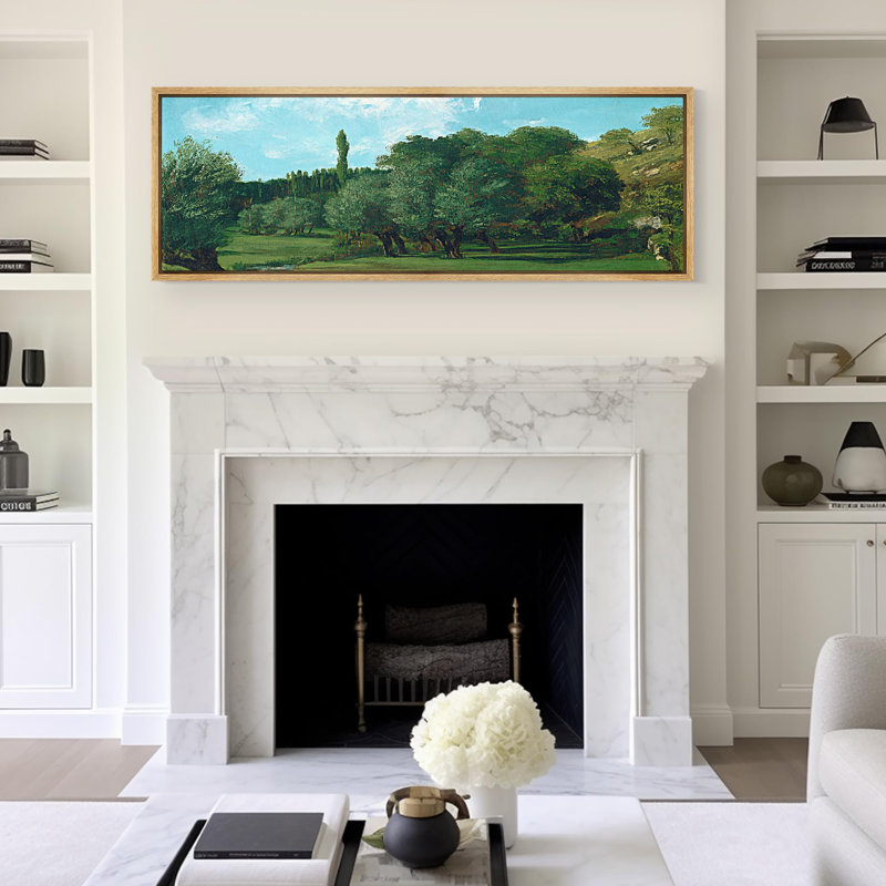 «Verdant Golf Course Lush Landscape Antique Retro Fine Art», reproduction d'art encadrée décorative, H 20 po x l 60 po