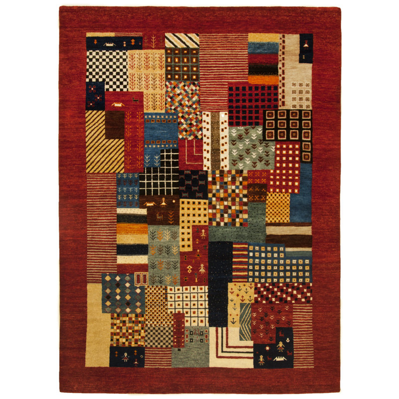 Belday Patchwork Wool Hand Woven Area Rug, Rectangular 130 x 190cm