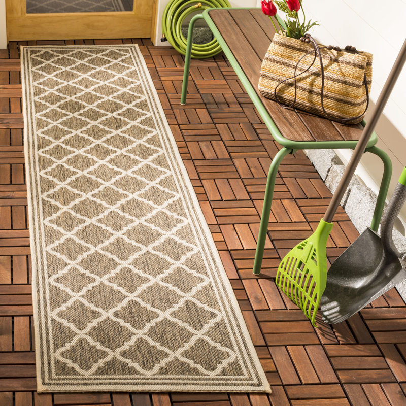 Tapis d'intérieur / extérieur à motif géométrique Adler, Tapis de couloir 2 pi 2 po x 8 pi
