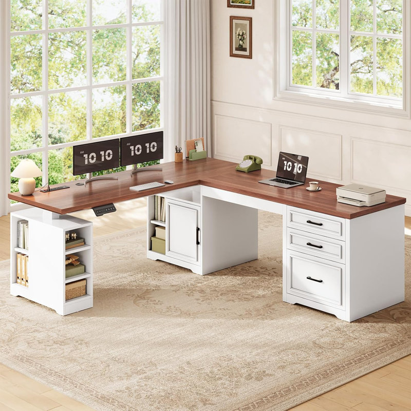 Bureau debout en L Farmhouse, Blanc