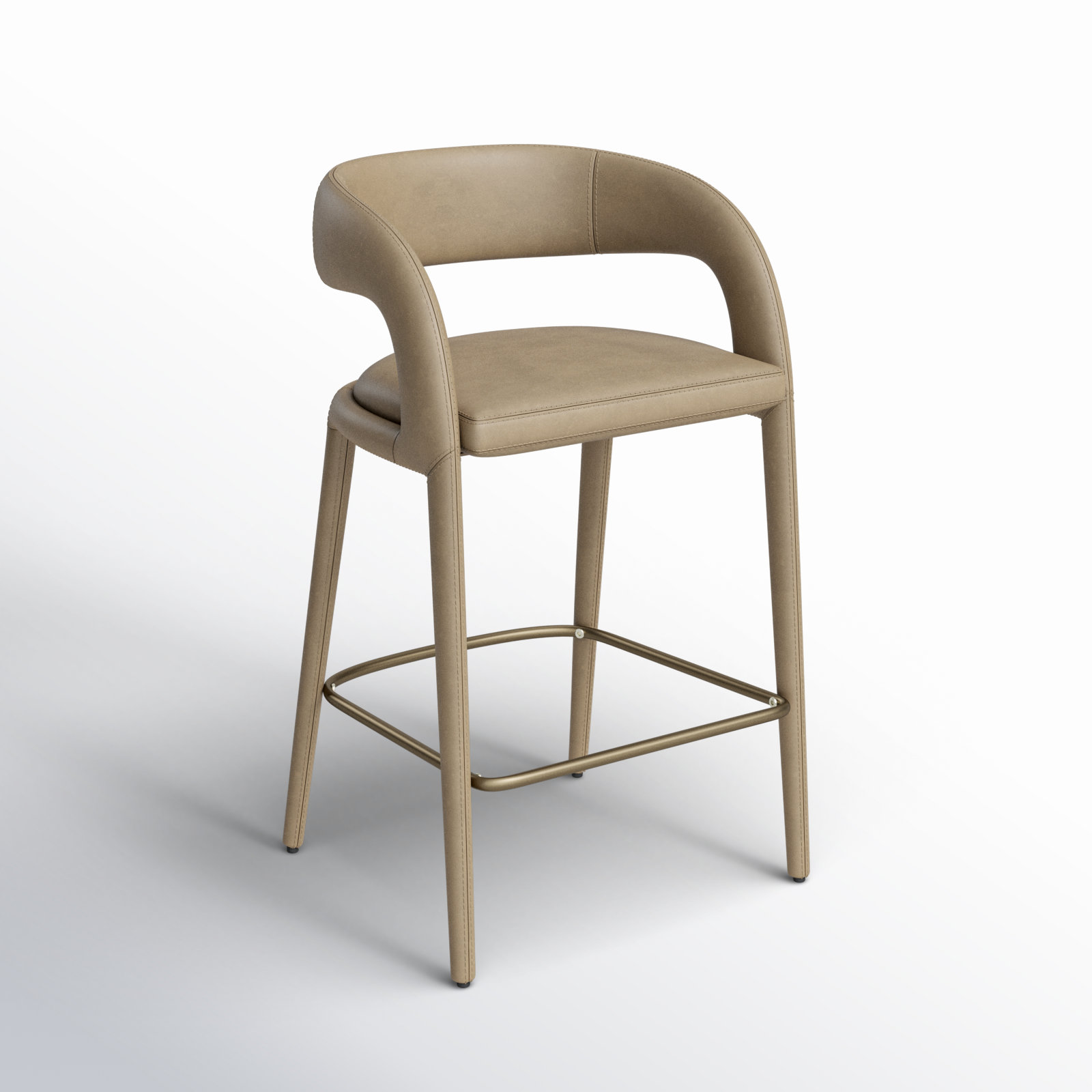 Freestyle 25.6'' Vegan Leather Counter Stool, Tan, 29.5''