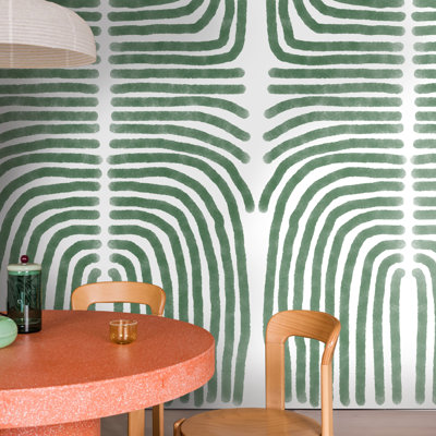 Green and White Boho Wallpaper
