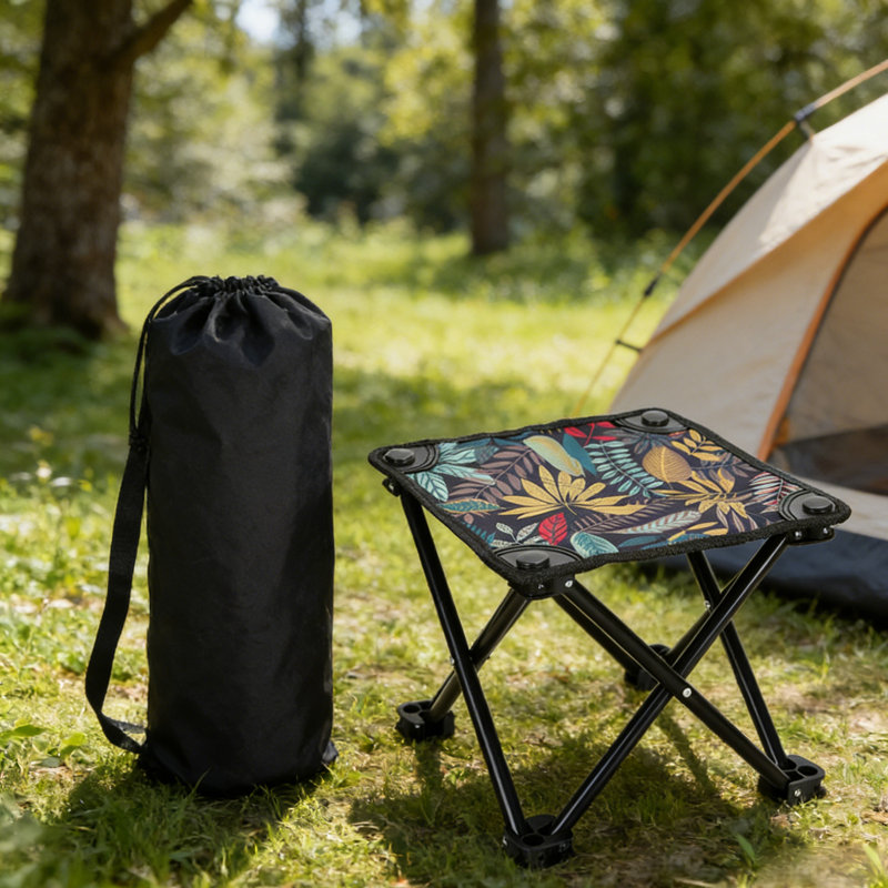 Folding Camping Stool 600D Oxford Cloth Lightweight Portable Small Camping Chair With Carry Bag