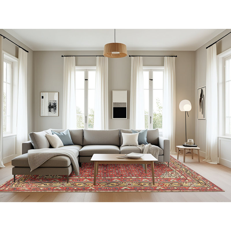 Tapis de style oriental rouge, Rectangle 8 pi x 10 pi