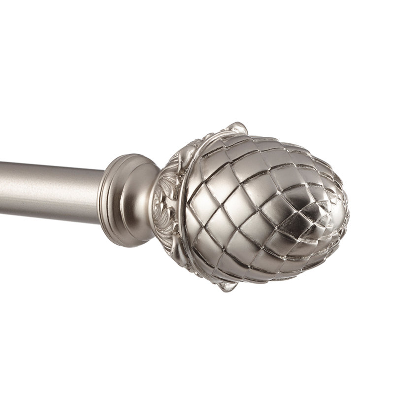 Tringle à rideaux simple réglable 1 po Nikhat, 36 po - 72 po, Argent