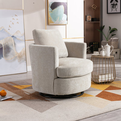 Latitude Run® Yelina Upholstered Swivel Barrel Chair & Reviews | Wayfair
