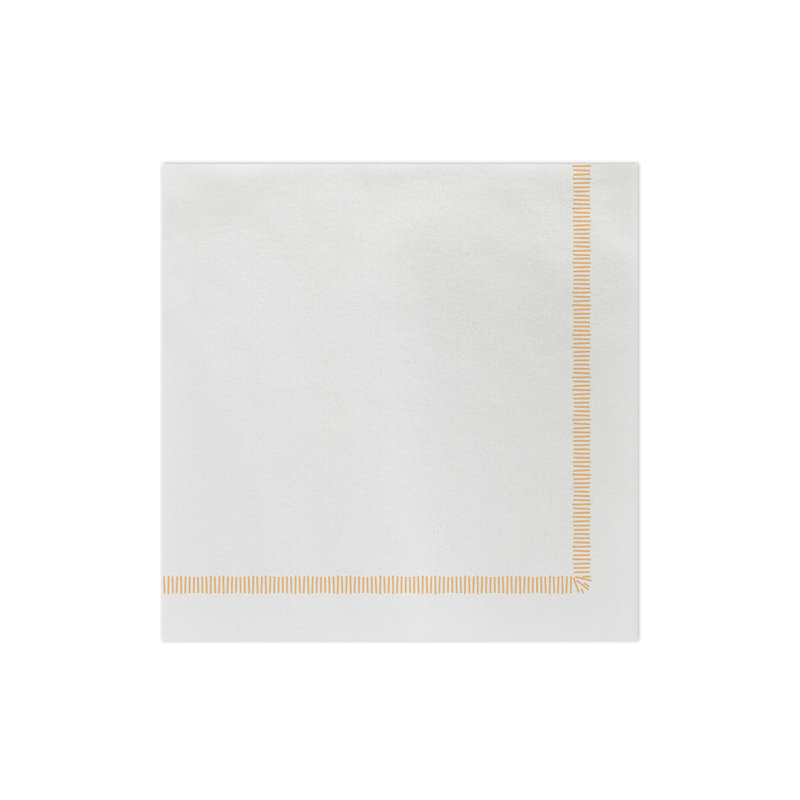 Papersoft Napkins Fringe Dinner Napkins, White/Yellow