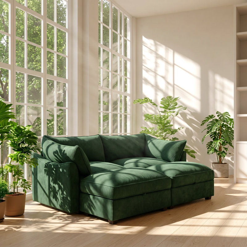 Canapé à 2 tiroirs en chenille avec 2 repose-pieds l 78,7 po x P 56,6 po x H 31,4 po Urban Ins