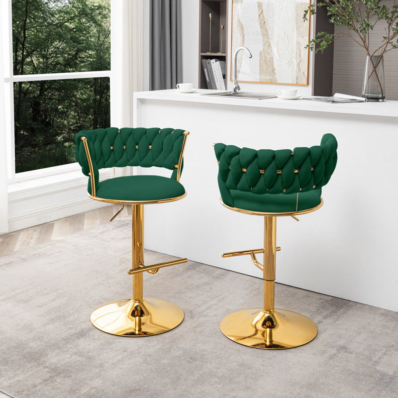 Tabouret de bar pivotant à hauteur réglable Henbury, Vert émeraude