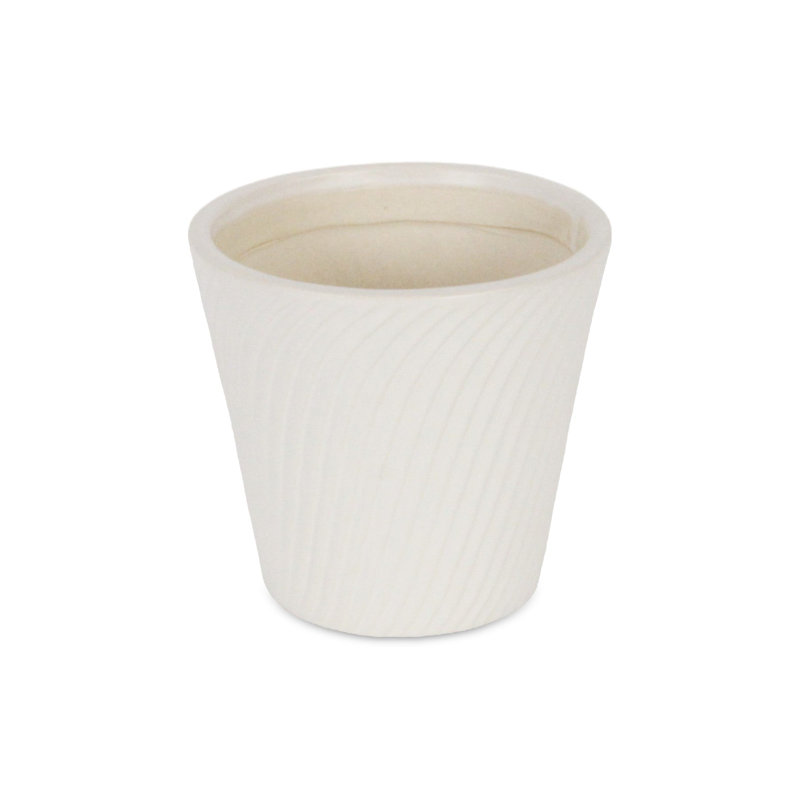 Pot à fleur en céramique fait à la main Currula, 5 po x 5,25 po x 5,25 po