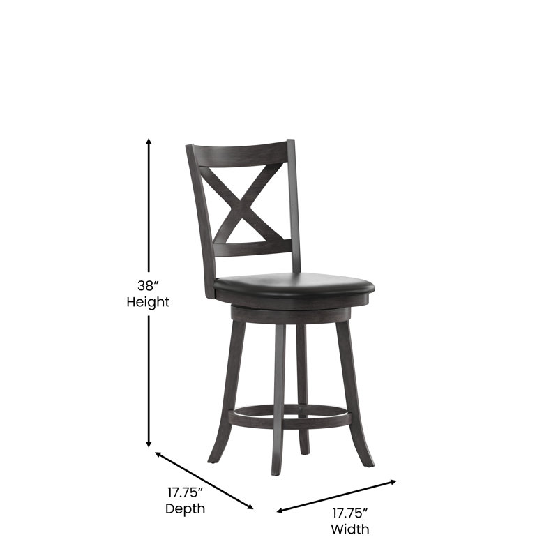 Tabouret de salle à manger Francis, Tabouret de comptoir (siège d'une hauteur de 25 p, Noyer gris délavé