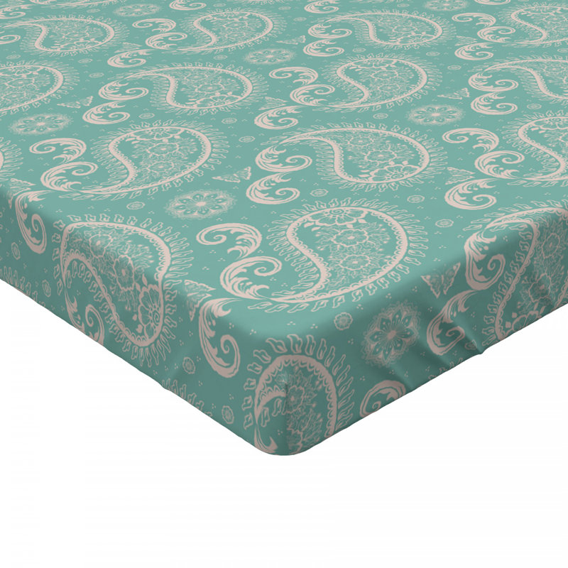 Microfiber Paisley Fitted Sheet, Full Fitted Sheet, Green Paisley