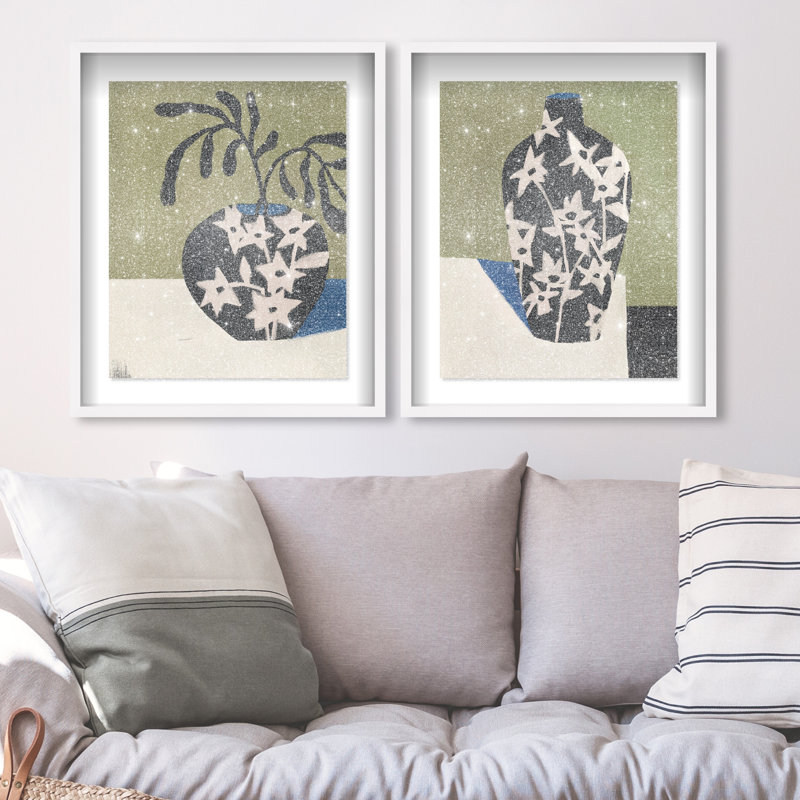 Noir Vase Set Set by Oliver Gal, 63"H x 51"W, White Shadowbox