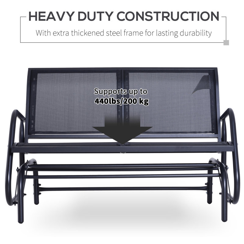 Banc oscillant extérieur pour 2 personnes Outsunny, Noir
