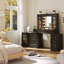 Coiffeuse de maquillage avec éclairage et armoire de rangement-1669167094