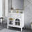 35.6" Mid-Century Bathroom Vanity Sink with Patterned Glass and Motion-sensor Light Strip