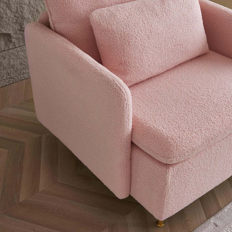 Chaise d'appoint Juhee Modern Club Chair, Tissu sherpa rose