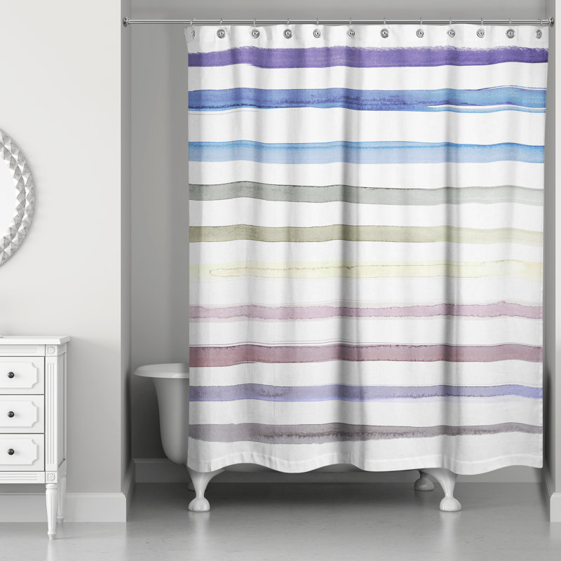 Striped Single Shower Curtain, Purple