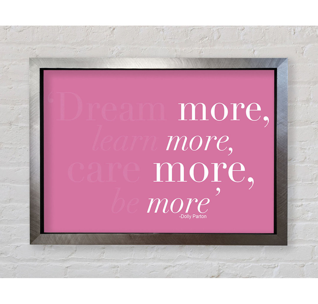 Dolly Parton Dream More Be More Lime Green - Einzelner Bilderrahmen Typografie