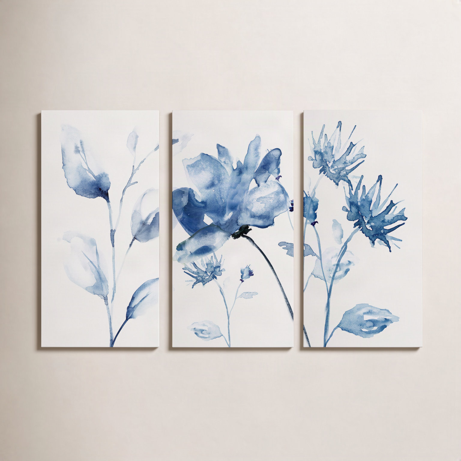 Translucent Blues II Canvas Print Set, 32" H x 48" W x 1.5" D
