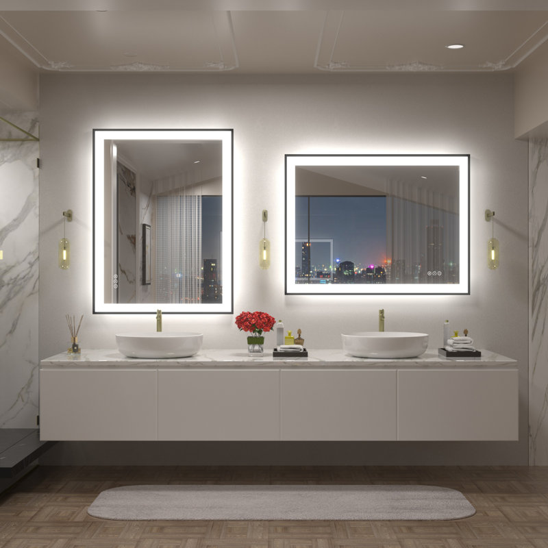 Aevar UL Certified Front & Back LED Anti-Fog Tempered Glass Framed Bathroom/Vanity Mirror with 3-Year Warranty, 40" x 30"