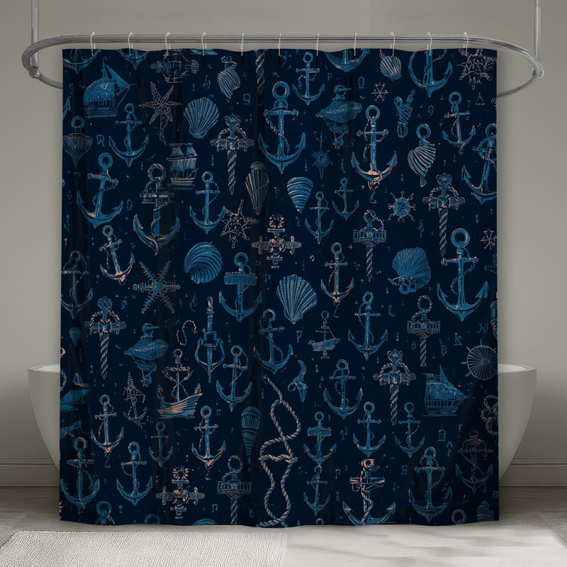 Rideaux de douche Nautical Anchor Seashells, L 70 po x H 72 po