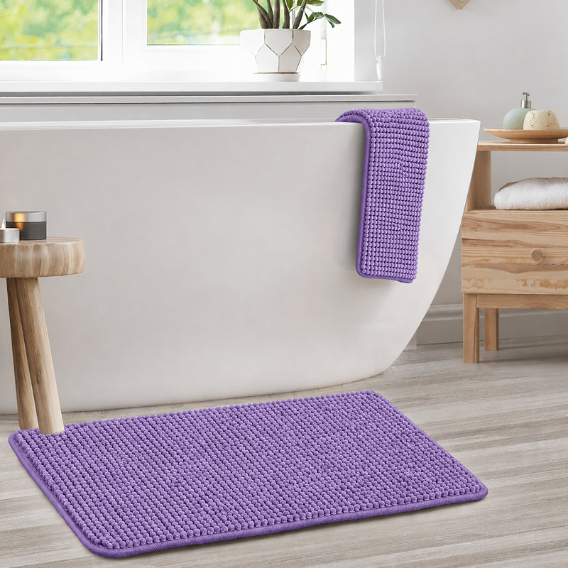 Door mat chenille nonslip for Bath and Kitchen Rug 60x90, LILAC