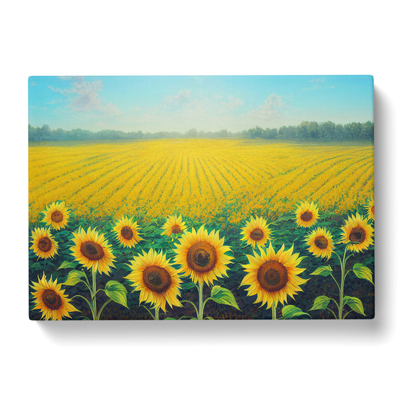 Stimulating Sunflower Field - Wrapped Canvas Painting