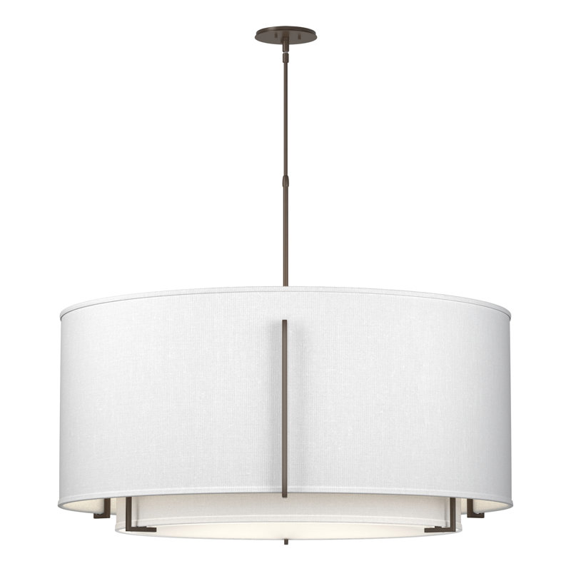 Exos Drum Chandelier, 57.4" H x 43.2" W x 43.2" D, Natural Anna, Bronze