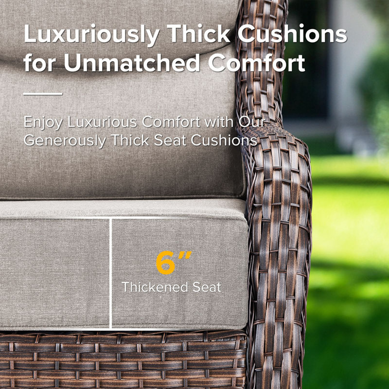 Abbey 3-Piece Patio Swivel Glider Chair Set With Side Table, 6-Inch Ultra-Plush Cushions & Water-Resistant Olefin Fabric