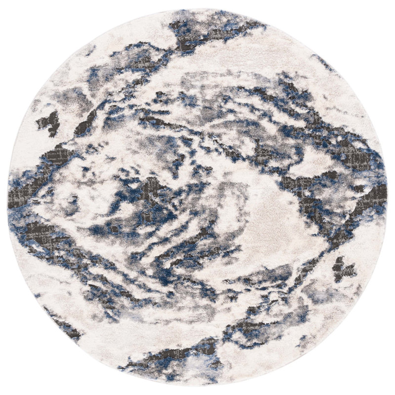 Dixil Performance Abstract Rug, Round 6'7"