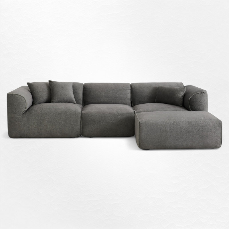 4 - Piece Upholstered Boneless Sectional, Gray Velvet