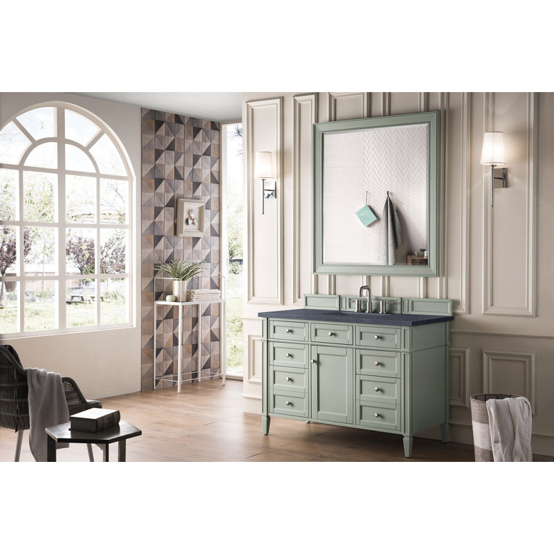 Brittany 48'' W Single Vanity, Sage Green, Charcoal Soapstone, 8" Widespread