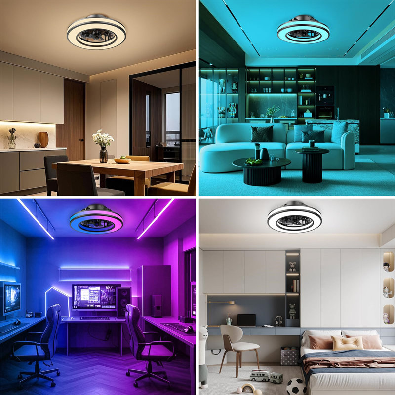 Ceiling Fan with LED Lights, Black