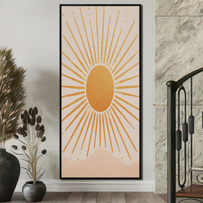«Mid Century Yellow Sun Print», impression sur toile minimaliste minimaliste jaune