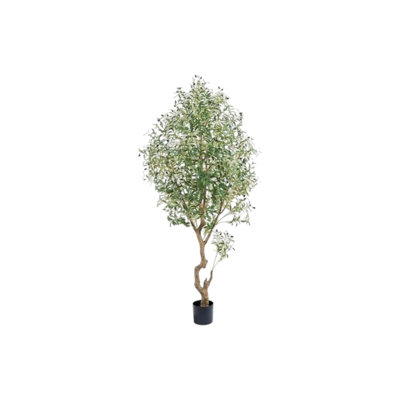 Olive artificielle verte 8 po en pot de ciment cylindrique noir