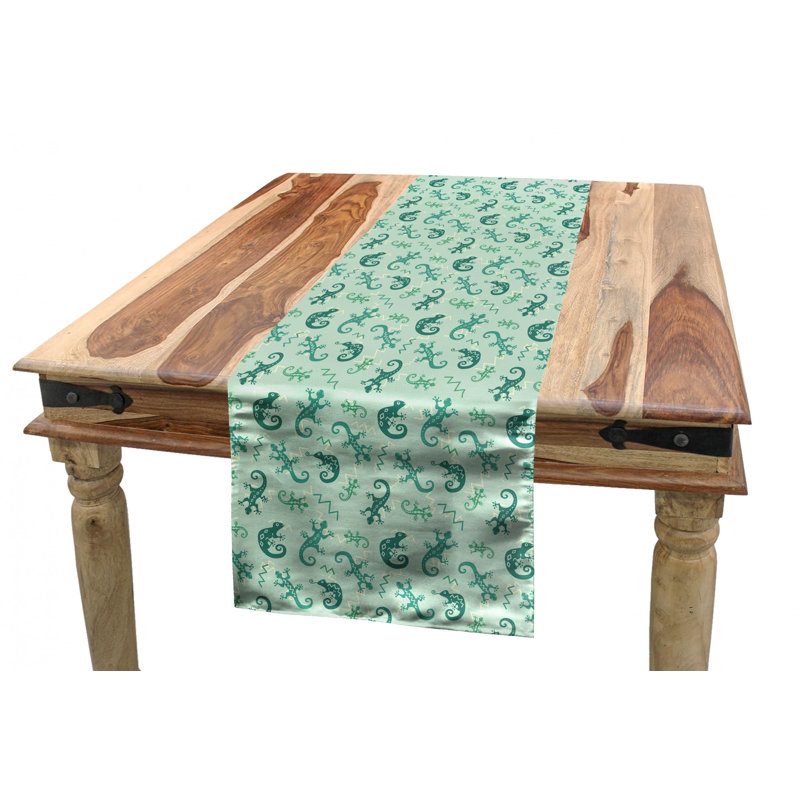 Green and Teal Geometric Polyester Table Runner