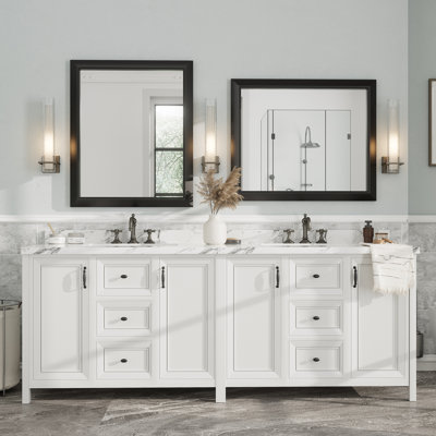 Amara Tempered Glass and Aluminum Alloy Framed French Cleat Mounted Wall Mirror