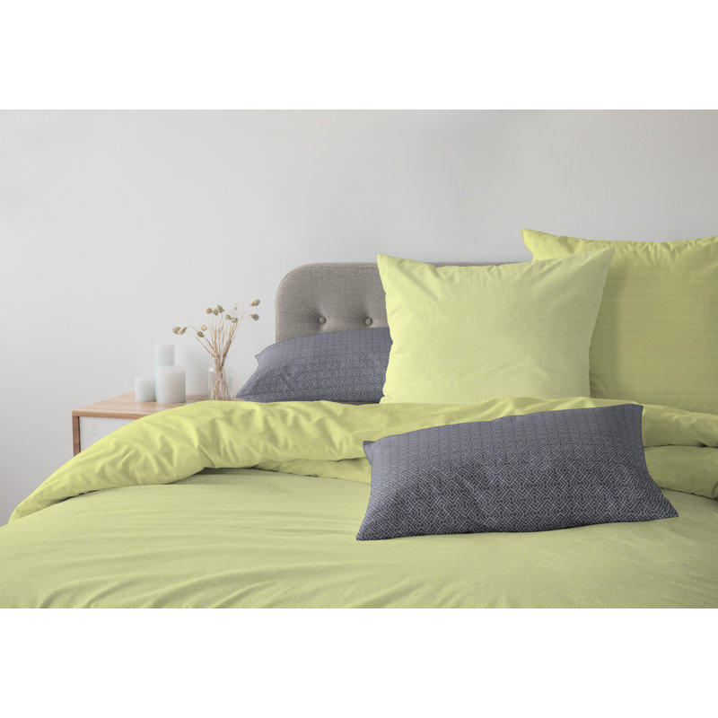 Salguero Geometric Shapes Duvet Cover Set with Pillowcases, 155 x 200cm Duvet Cover + 1 Pillowcase (80 x 80), Green