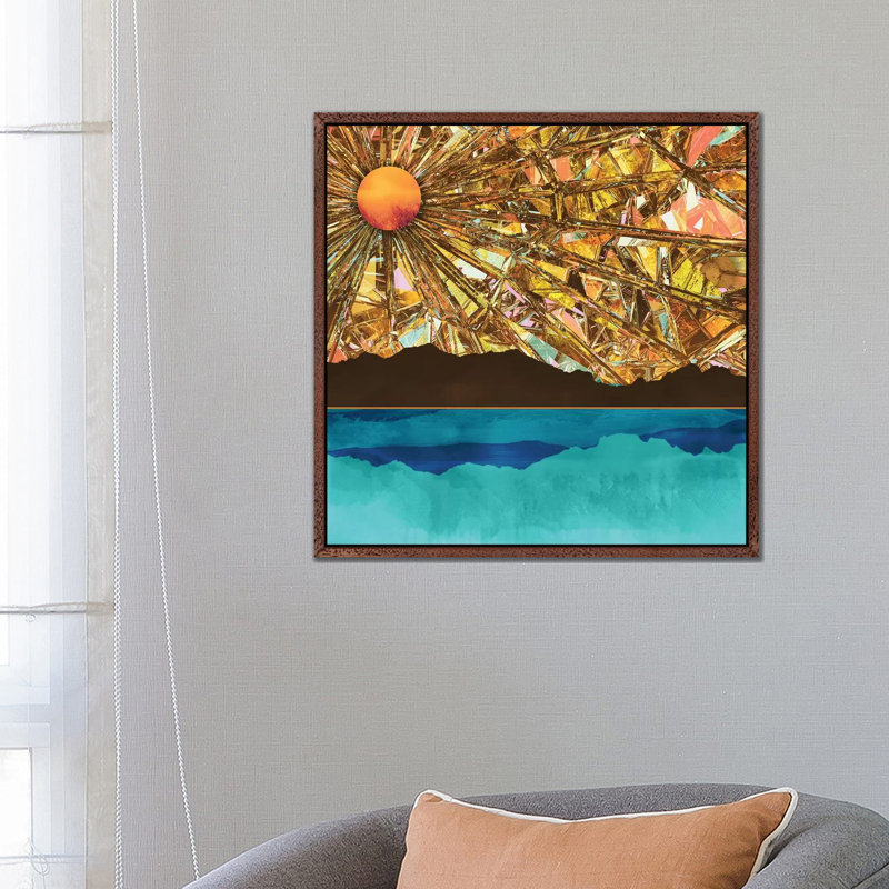 Fractured Sky - Print on Canvas, 66.04 cm H x 66.04 cm W, Classic Brown Wood Framed