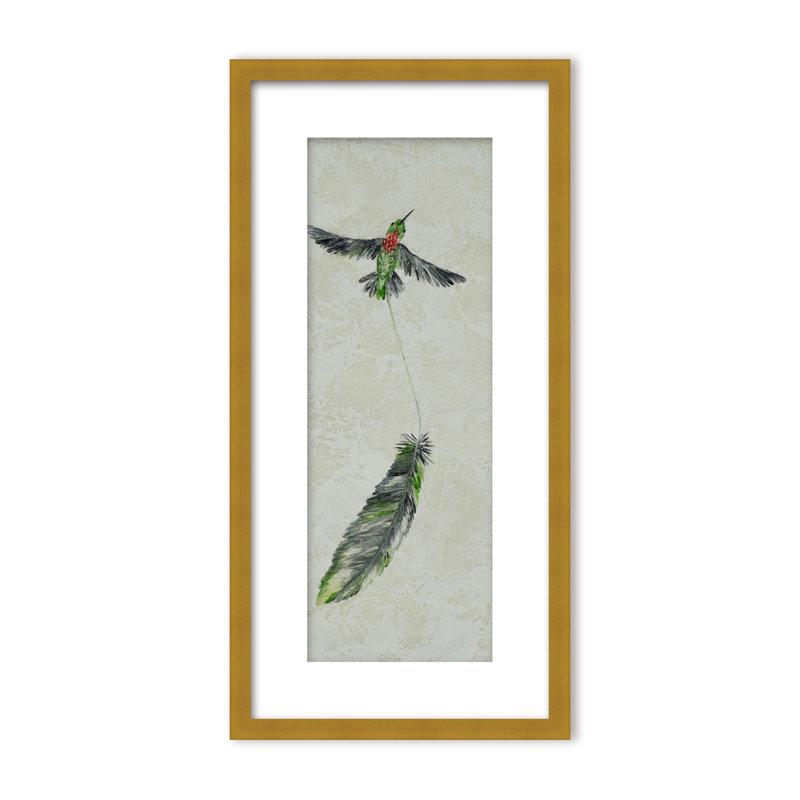 Nature Inspired "Vivid Flutter" Canvas Wall Art By , 24" H x 12" W, Framed Matted Print, Beige