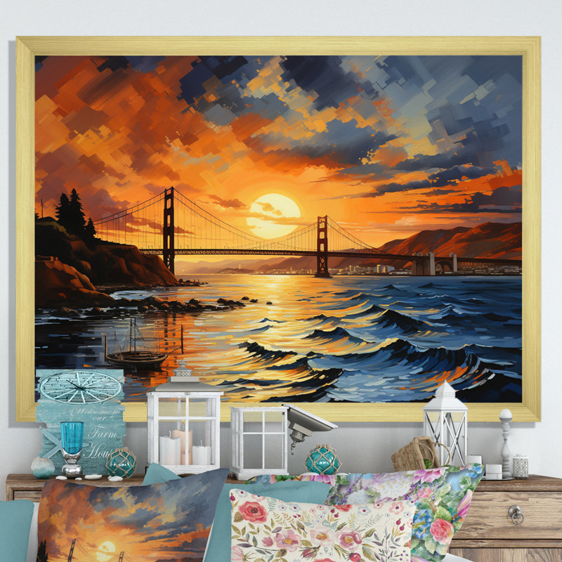 «Edinson Orange Bridge Golden Gateway Yellow I», reproduction sur toile, H 24 po x l 32 po x P 1 po
