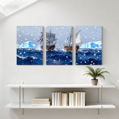 Avec voiliers et Icebergs, ensemble de 3 impressions sur toile