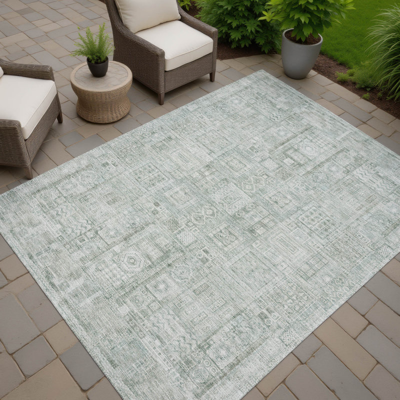Tapis lavable à la machine intérieur / extérieur ACN2804, Sauge, 3 pi x 5 pi