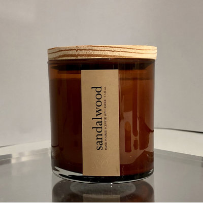 Sandalwood Scented Jar Candle with Glass Holder