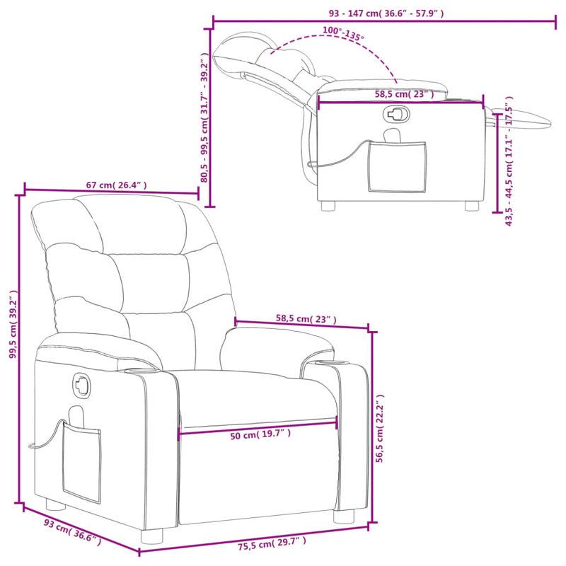Upholstered Massage Chair, Light Gray Polyester