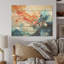 Encre orange et bleu sarcelle Essence, encre liquide abstraite sur bois de pin naturel-42967254