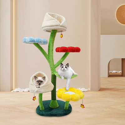 Epifano 63.8'' H Floral Cat Tree with Hammock and Condo